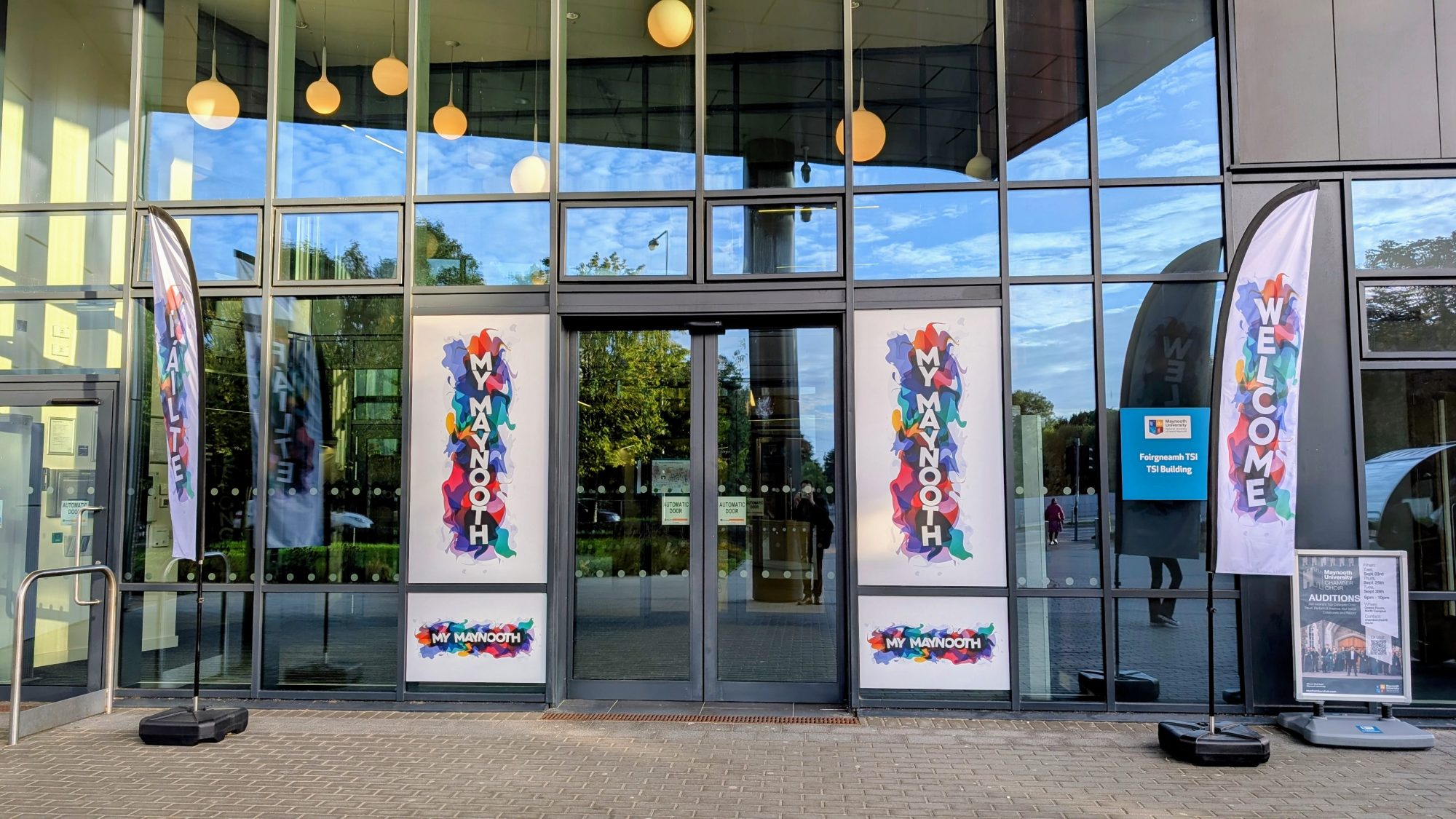 Entrance to the TSI Building with welcoming signage